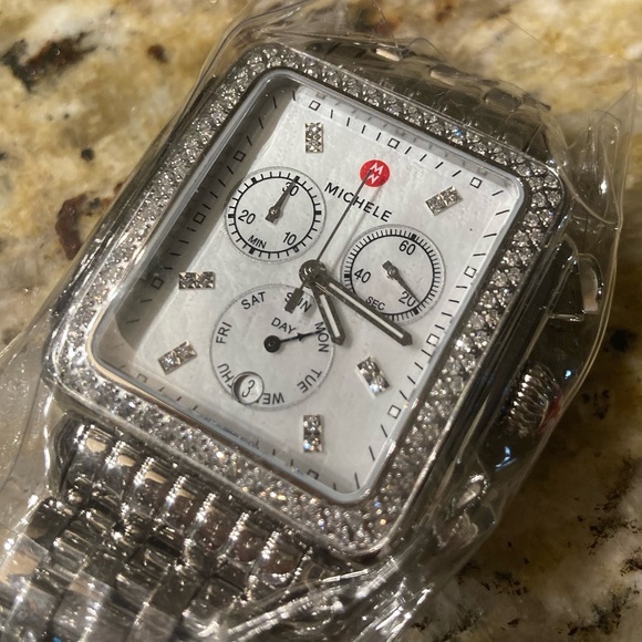 MICHELE Deco XL Stainless-Steel Diamond Watch - Picture 2 of 6